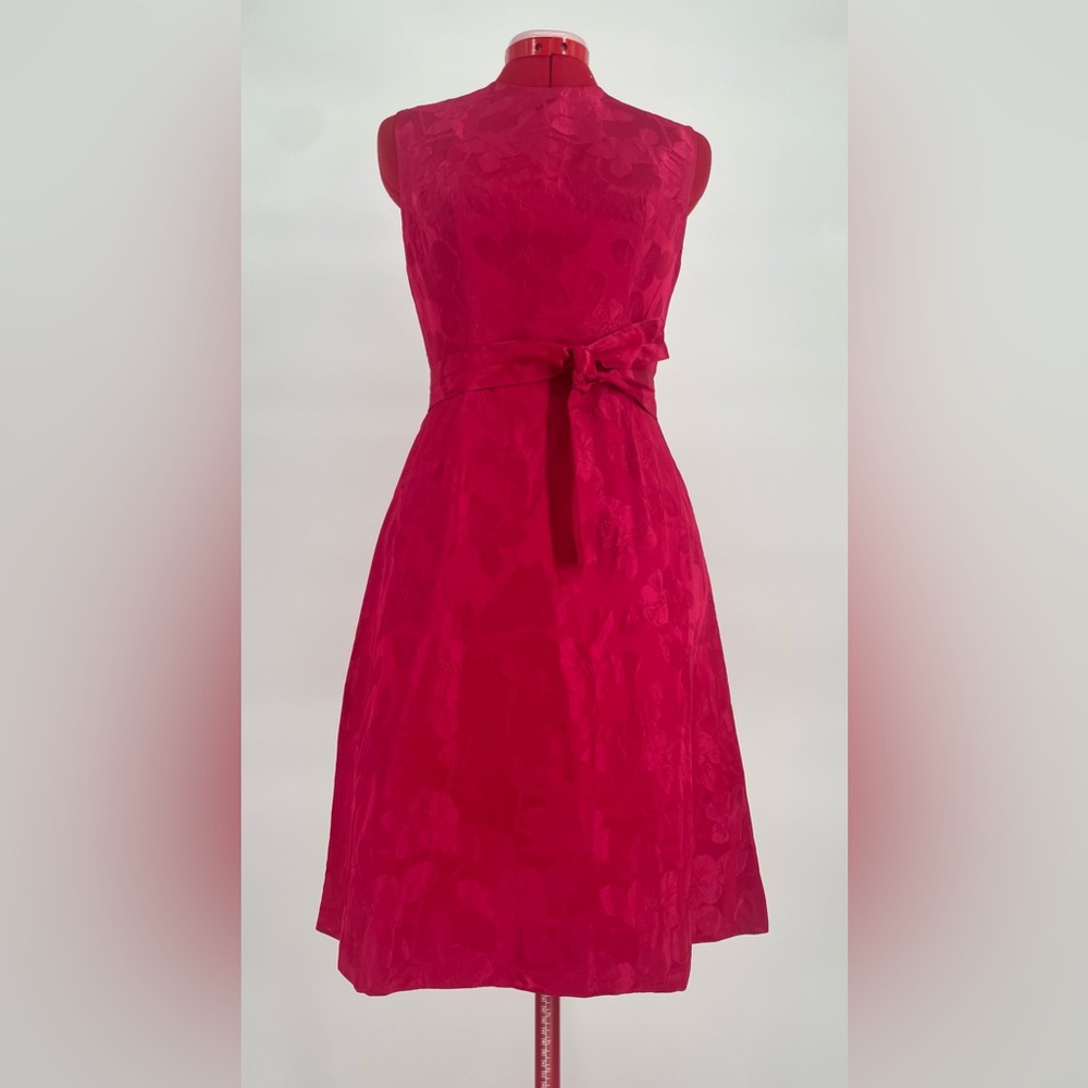 Vintage 50s-60s Fuchsia Pink Fit & Flare Sleeveless Belted Mini Dress